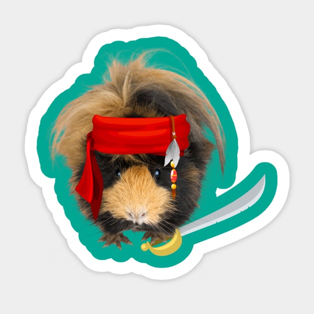 Very cute pirate guinea pig with sword Sticker by Katebi Designs